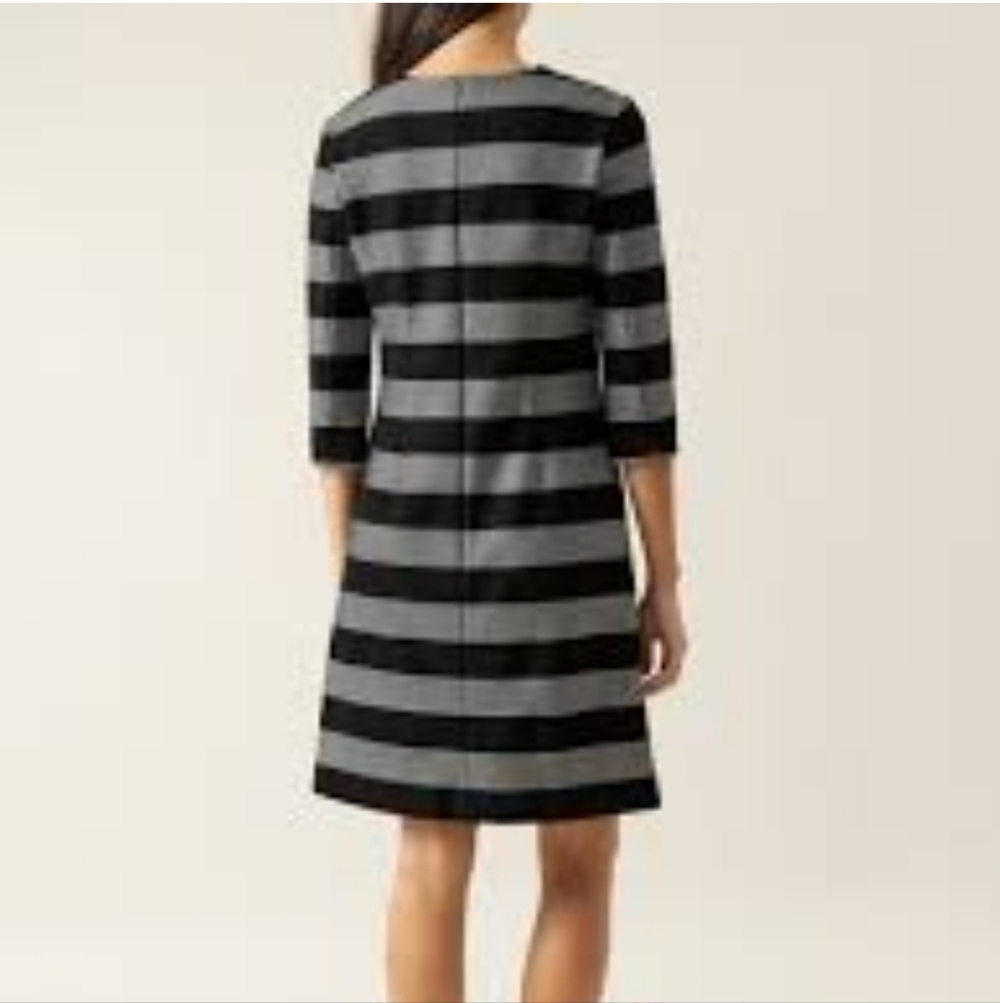 Hobbs Black and Gray Striped Dress